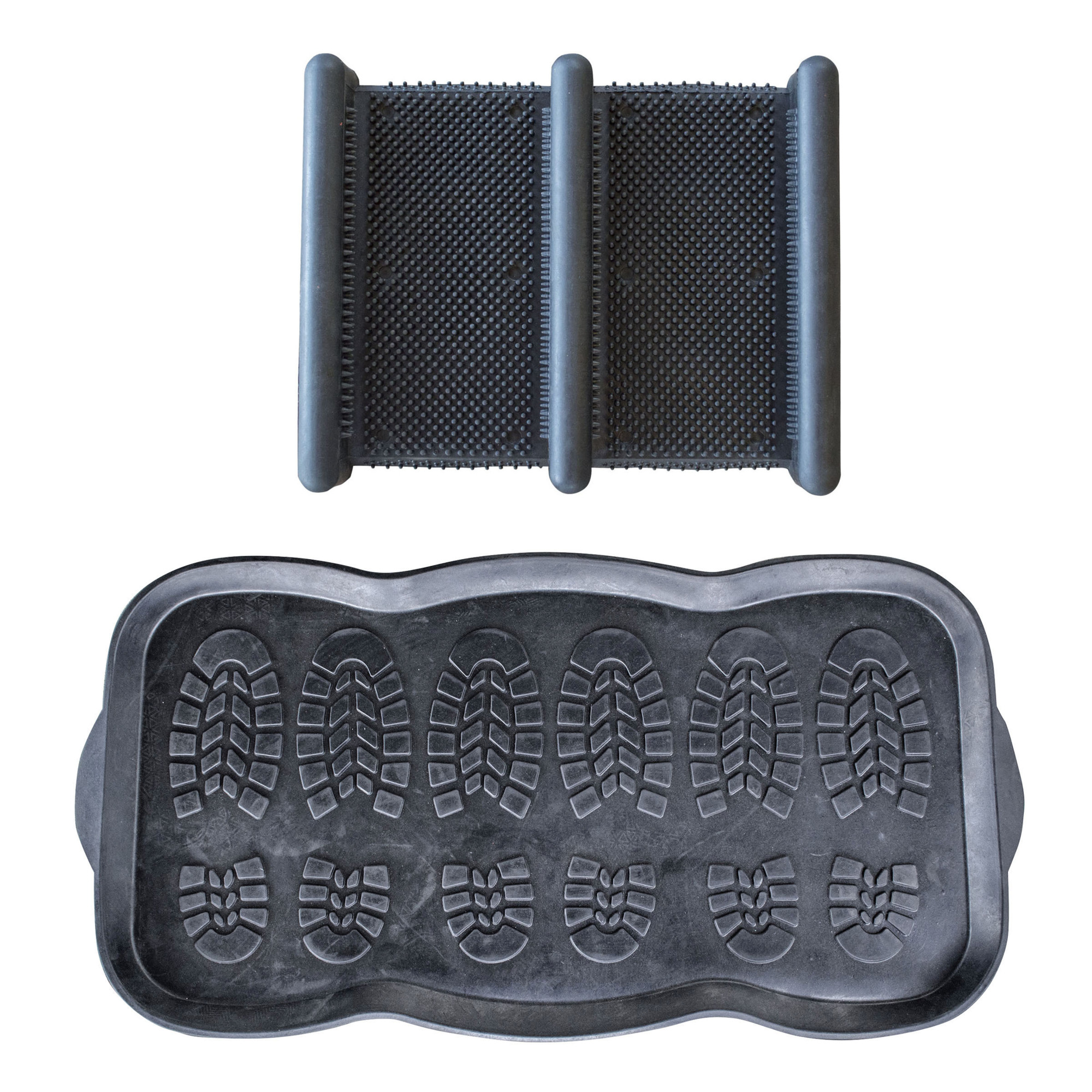 AmeriHome Rubber Scraper Shoe Mat — Indoor/Outdoor, 32in. x 16in. x 1in., Model# RBSMKIT